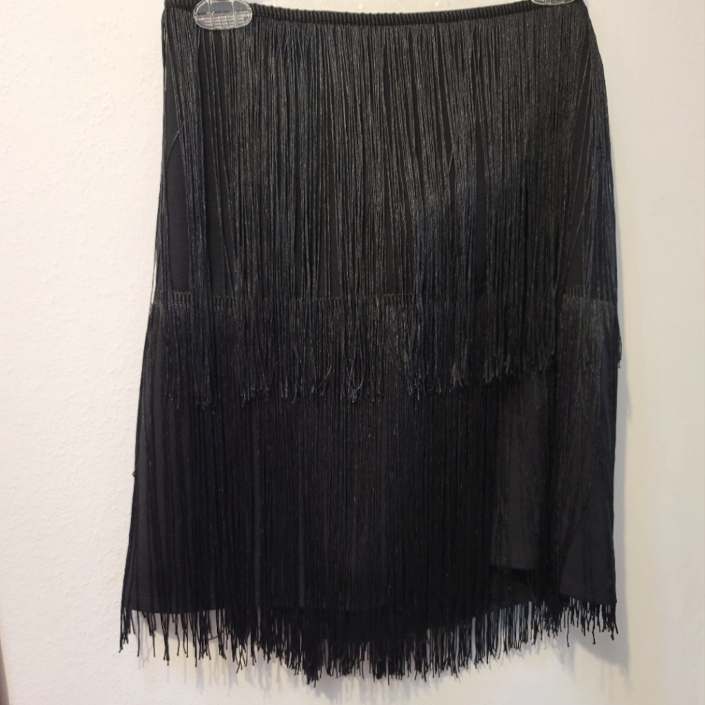 Skirt with Black Fringes